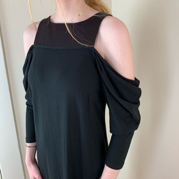 Leona Edmiston Jess Wool Knit and Satin Cold shoulder LBD 2361 - Picture 5 of 8